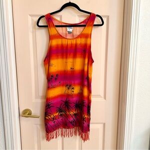 Orange and pink beach cabana dress